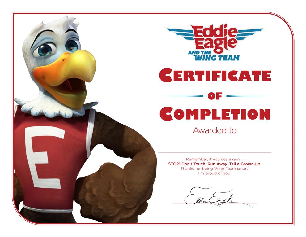 Eddie Eagle certificate of completion